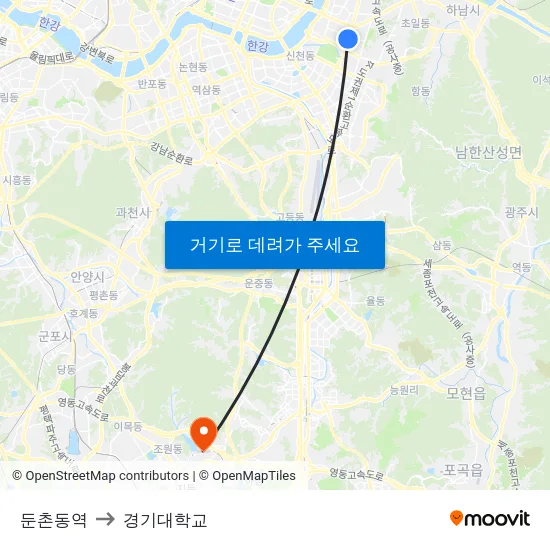 둔촌동역 to 경기대학교 map