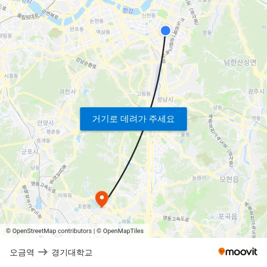 오금역 to 경기대학교 map