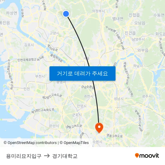 용미리묘지입구 to 경기대학교 map