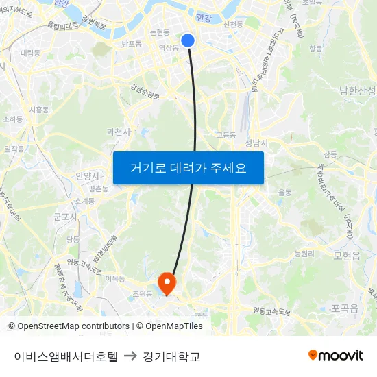 이비스앰배서더호텔 to 경기대학교 map