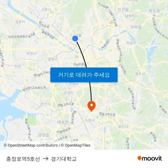 충정로역5호선 to 경기대학교 map