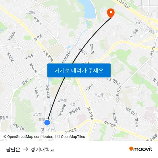 팔달문 to 경기대학교 map