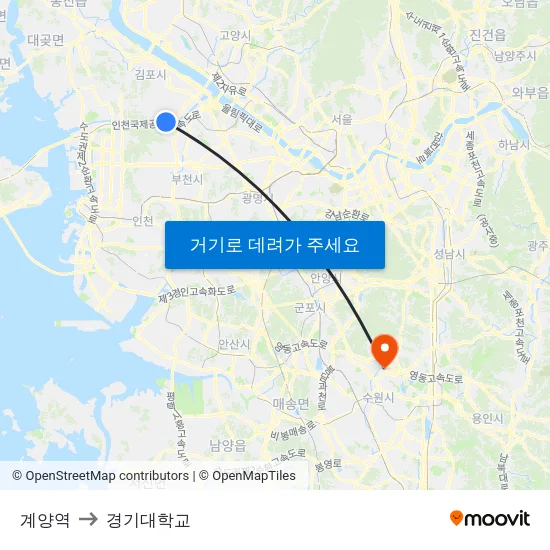 계양역 to 경기대학교 map