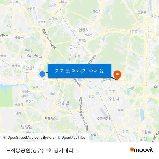 노적봉공원(경유) to 경기대학교 map