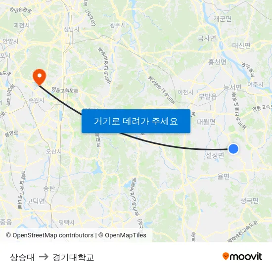 상승대 to 경기대학교 map