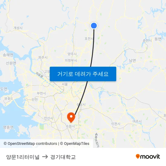 양문1리터미널 to 경기대학교 map