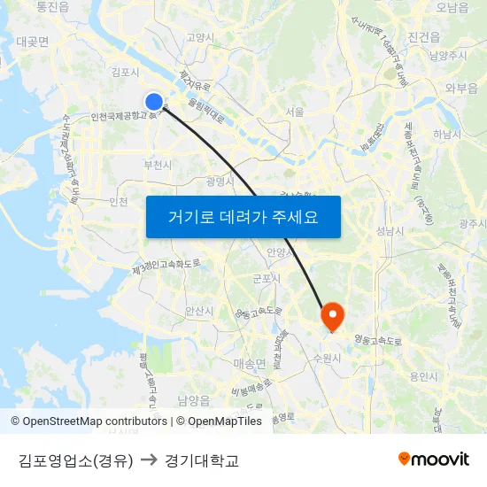김포영업소(경유) to 경기대학교 map