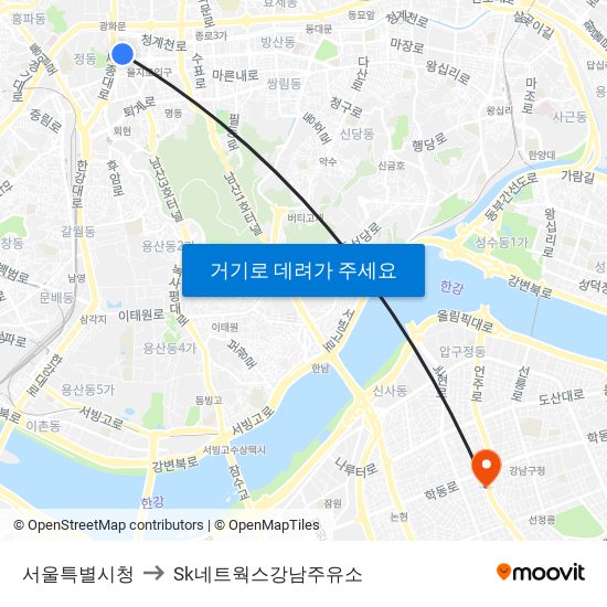 서울특별시청 to Sk네트웍스강남주유소 map