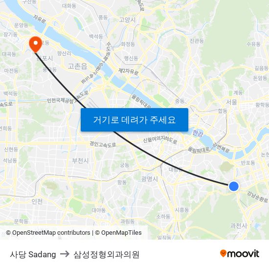 사당 Sadang to 삼성정형외과의원 map