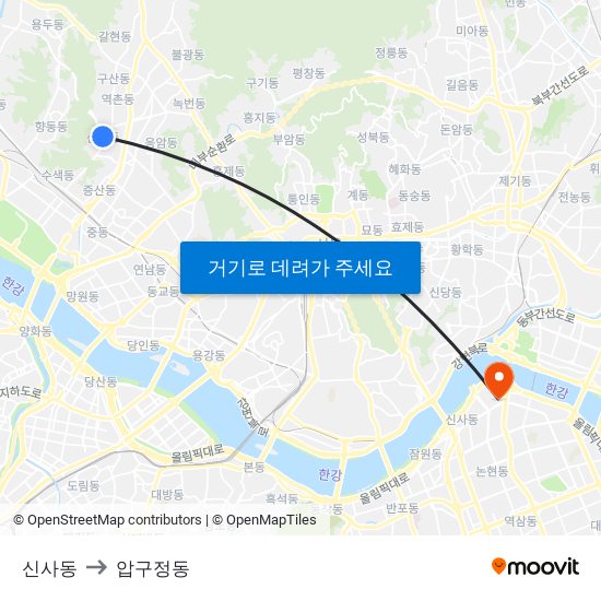 신사동 to 압구정동 map