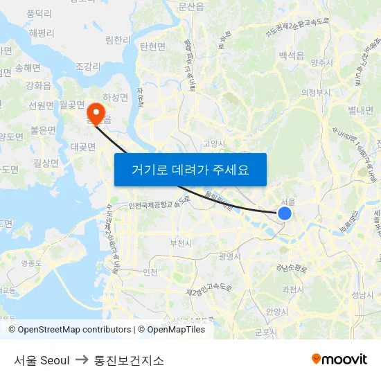 서울 Seoul to 통진보건지소 map