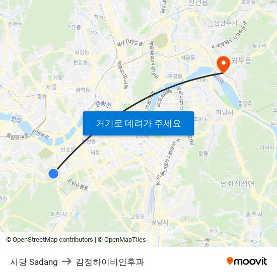 사당 Sadang to 김정하이비인후과 map