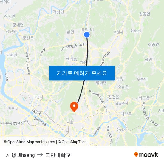 지행 Jihaeng to 국민대학교 map