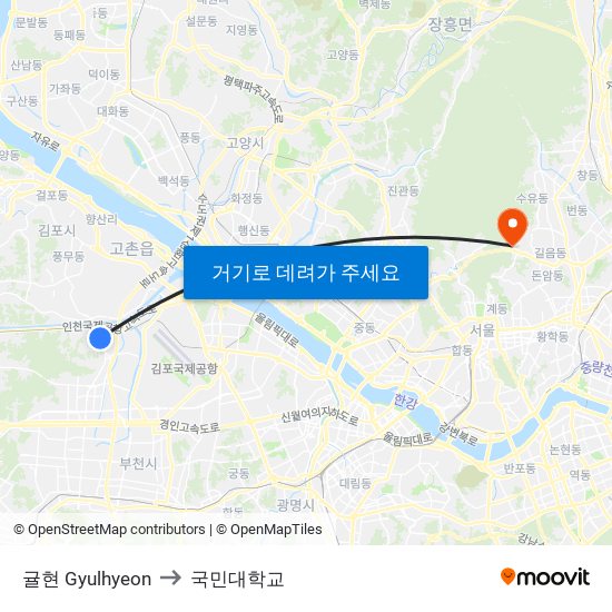 귤현 Gyulhyeon to 국민대학교 map