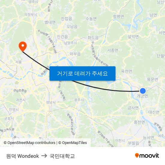 원덕 Wondeok to 국민대학교 map