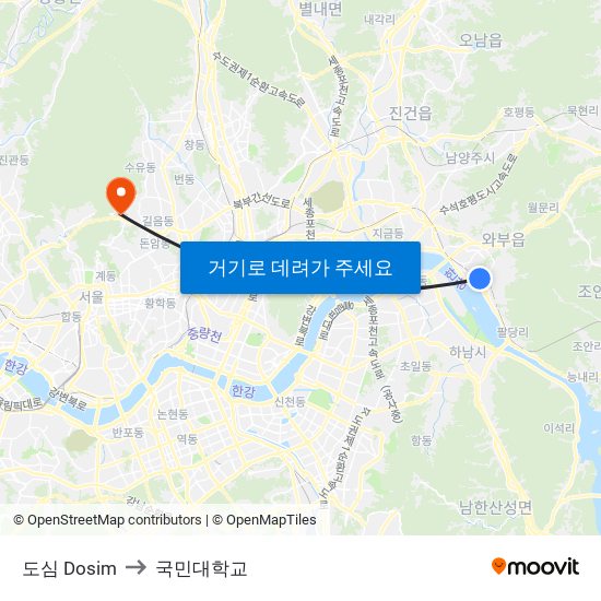 도심 Dosim to 국민대학교 map