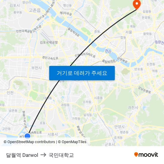 달월역 Darwol to 국민대학교 map