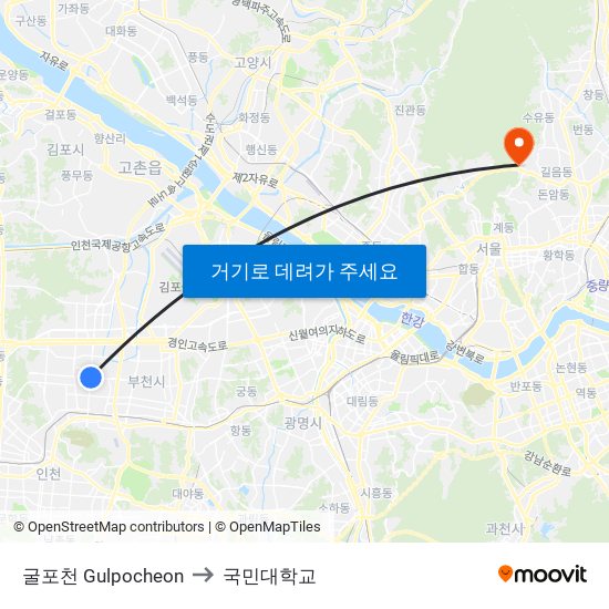 굴포천 Gulpocheon to 국민대학교 map