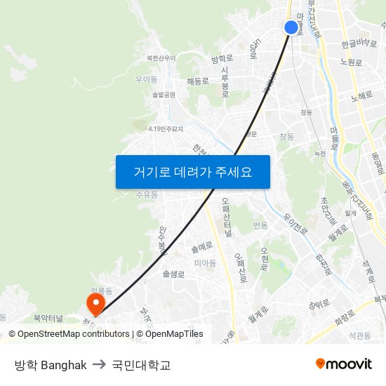 방학 Banghak to 국민대학교 map