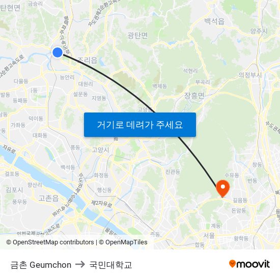 금촌 Geumchon to 국민대학교 map