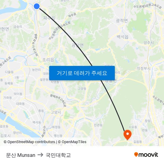 문산 Munsan to 국민대학교 map