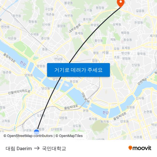 대림 Daerim to 국민대학교 map