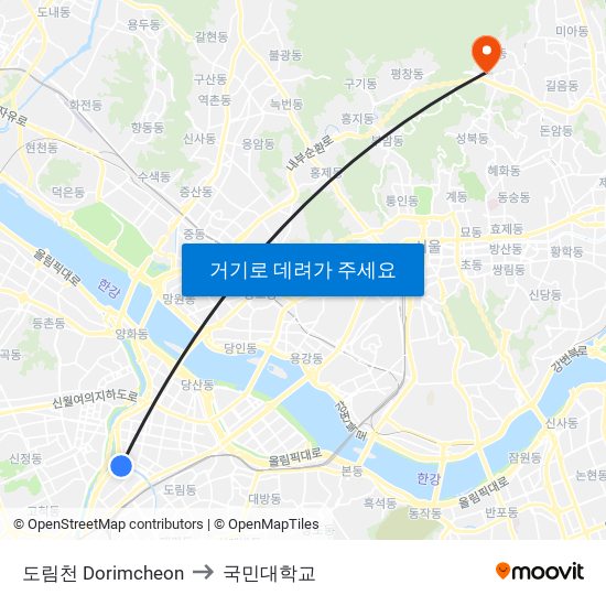도림천 Dorimcheon to 국민대학교 map
