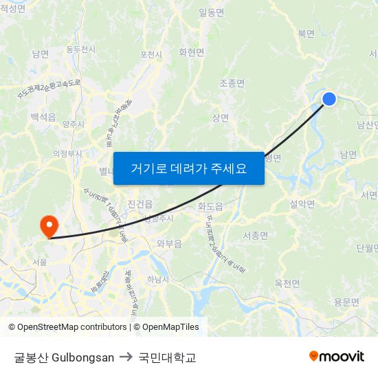 굴봉산 Gulbongsan to 국민대학교 map