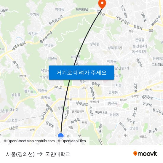 서울(경의선) to 국민대학교 map