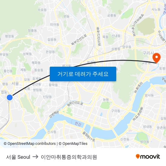 서울 Seoul to 이안마취통증의학과의원 map