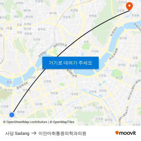 사당 Sadang to 이안마취통증의학과의원 map