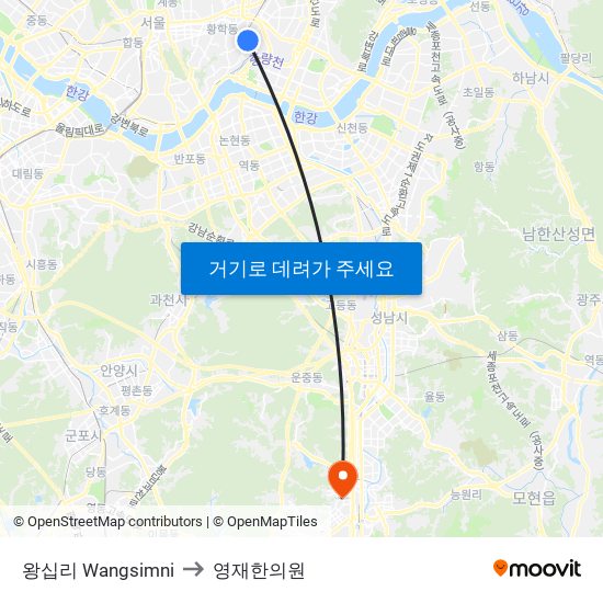 왕십리 Wangsimni to 영재한의원 map