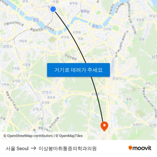 서울 Seoul to 이상봉마취통증의학과의원 map