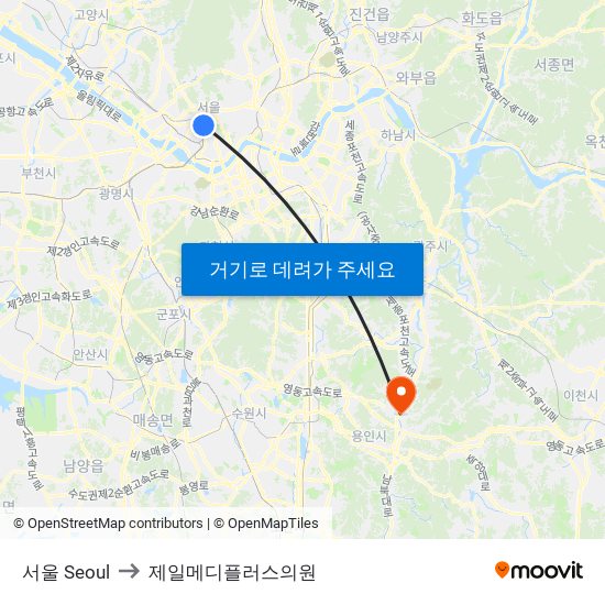 서울 Seoul to 제일메디플러스의원 map