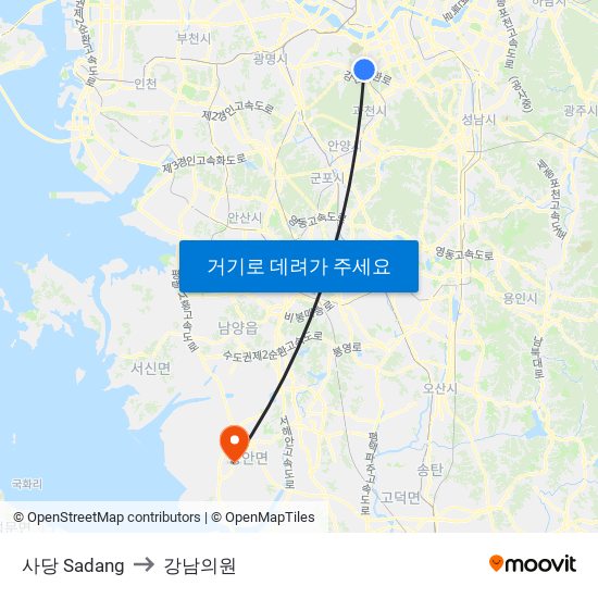 사당 Sadang to 강남의원 map