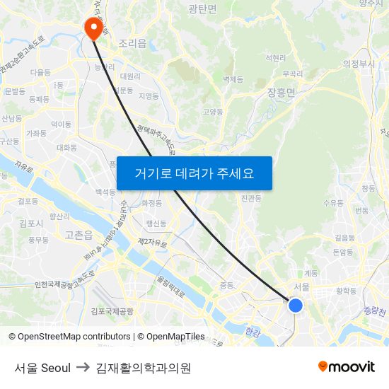 서울 Seoul to 김재활의학과의원 map