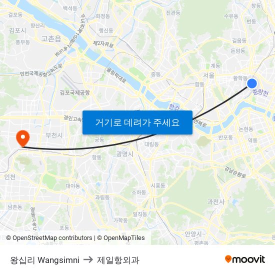 왕십리 Wangsimni to 제일항외과 map