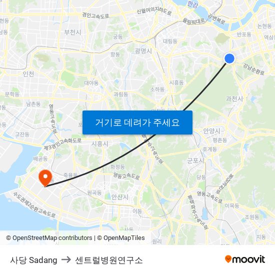 사당 Sadang to 센트럴병원연구소 map