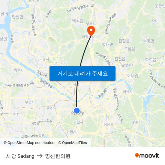 사당 Sadang to 명신한의원 map