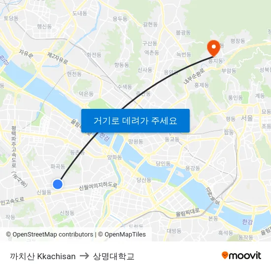 까치산 Kkachisan to 상명대학교 map