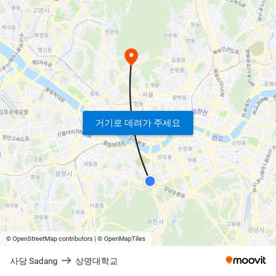 사당 Sadang to 상명대학교 map