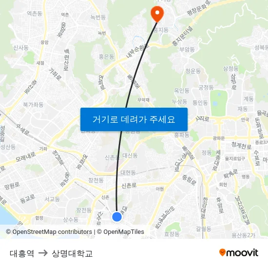 대흥역 to 상명대학교 map
