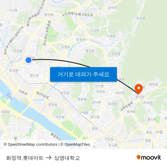 화정역.롯데마트 to 상명대학교 map
