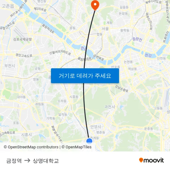 금정역 to 상명대학교 map