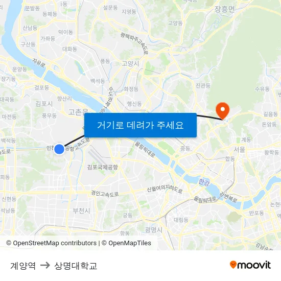 계양역 to 상명대학교 map