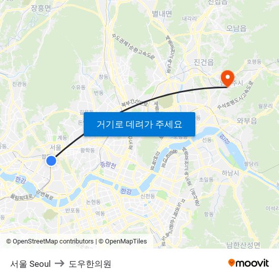 서울 Seoul to 도우한의원 map