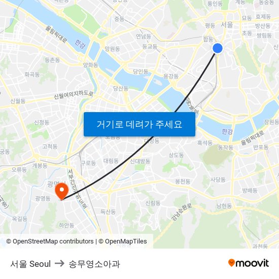 서울 Seoul to 송무영소아과 map