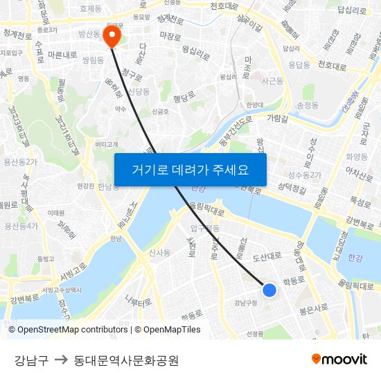 강남구 to 동대문역사문화공원 map