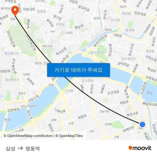삼성 to 명동역 map