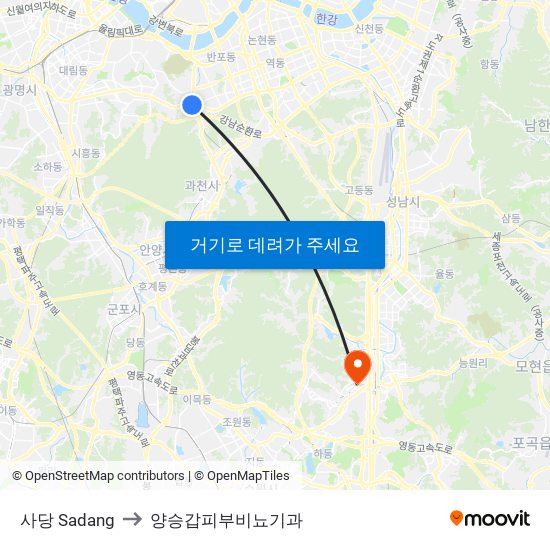 사당 Sadang to 양승갑피부비뇨기과 map